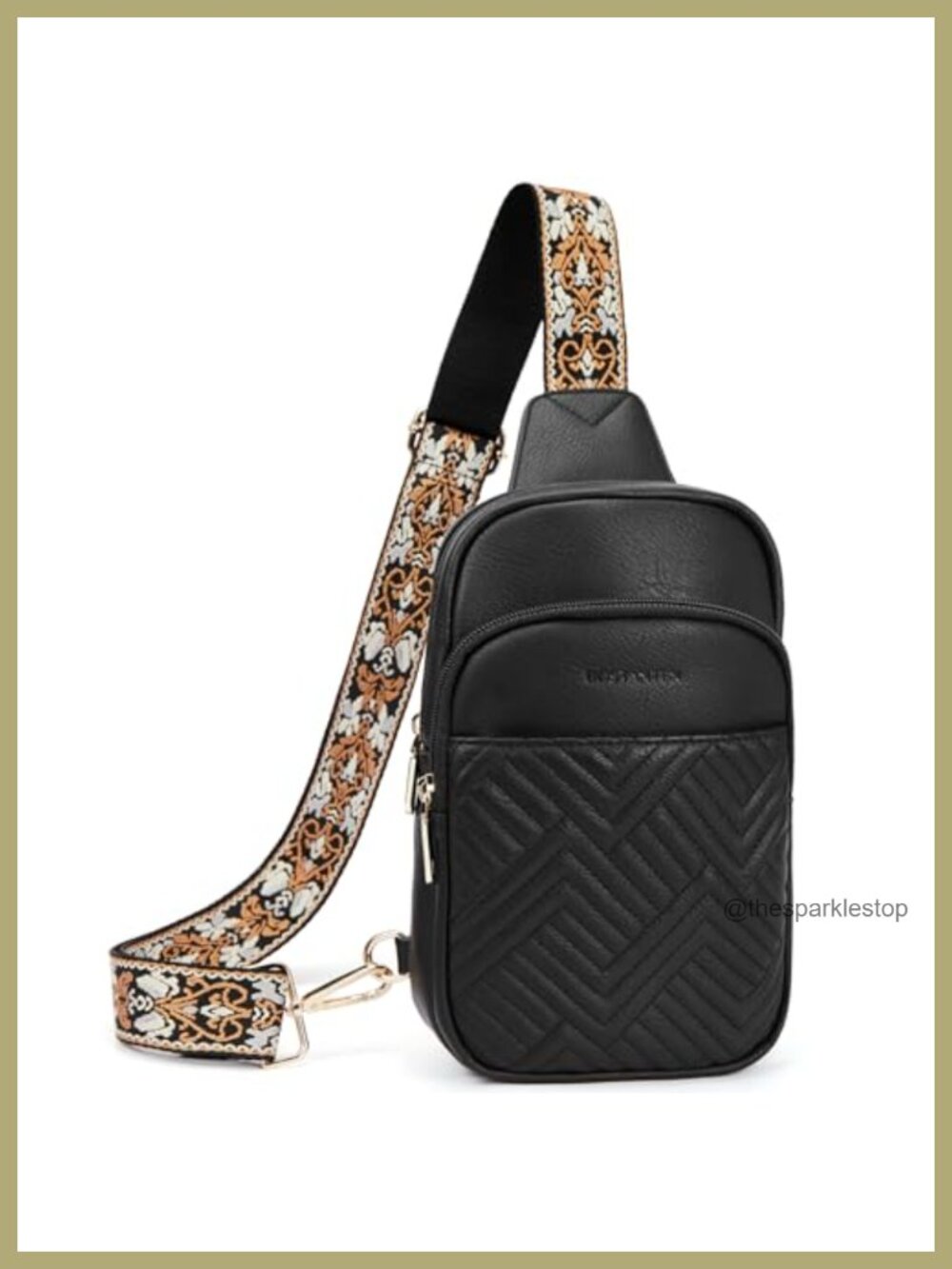 Quilted Faux Leather Crossbody Sling Bag for Women